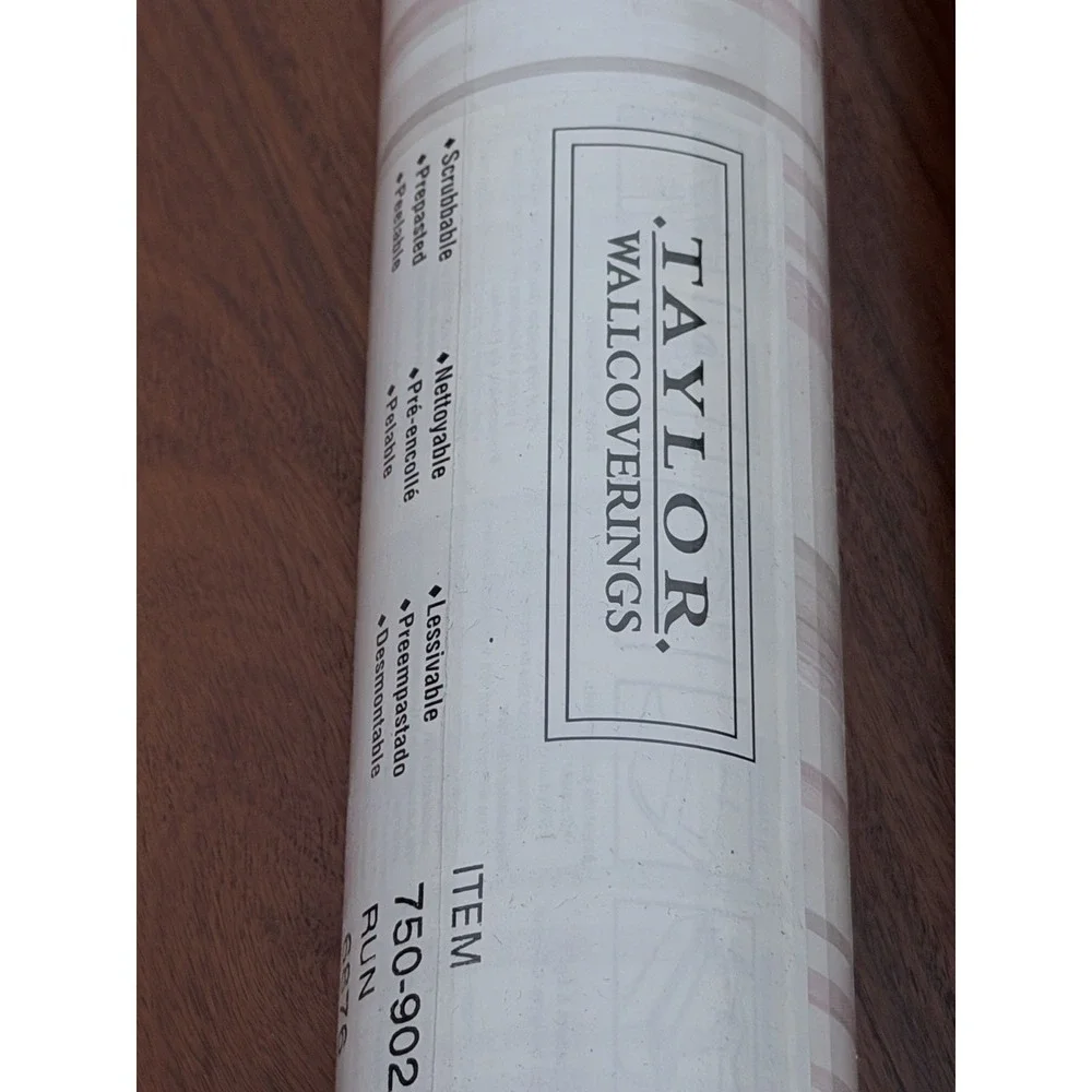 Taylor Wallcoverings Wallpaper Lot 2 Rolls Pink Stripe 56.37 sq ft New + Partial